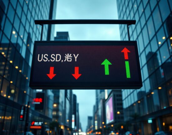 Currency exchange board in Asian financial district showing US dollar strength and Asian currency weakness