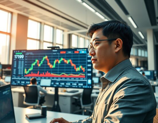 Financial analyst examining Asian currency vulnerability and US dollar strength charts in Singapore trading environment