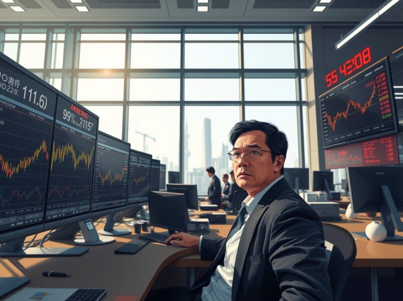 Trader monitors falling Asian currency markets amid Iran conflict oil price volatility