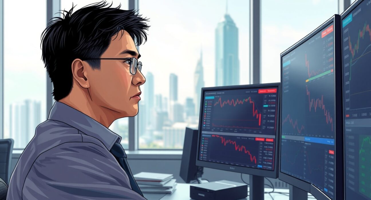 Asian currency trader analyzing Iran conflict impact on forex markets as rupee approaches record low