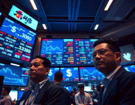 Trading floor screens showing Asian currency pairs and US dollar index charts