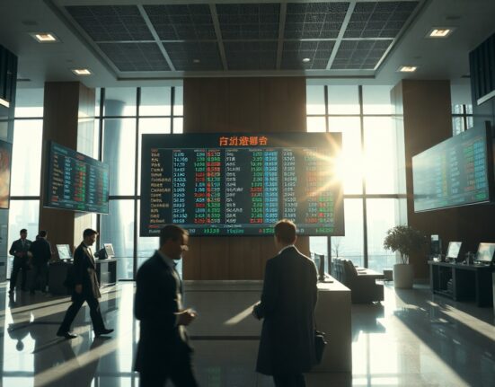 Currency exchange board in Asian financial district with fluctuating numbers
