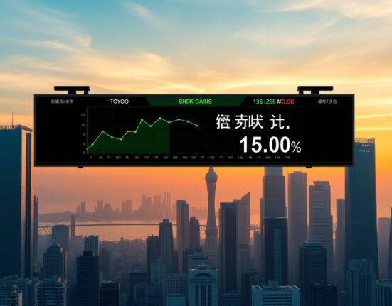 Asian shares gain on Labor Day as stock market display shows green trends across regional cities