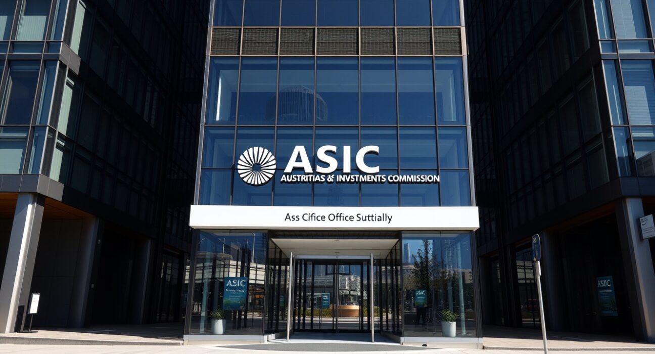 Exterior of the Australian Securities and Investments Commission (ASIC) office building in Sydney.