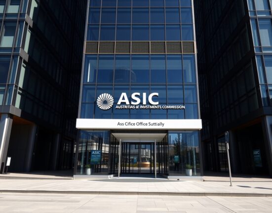 Exterior of the Australian Securities and Investments Commission (ASIC) office building in Sydney.
