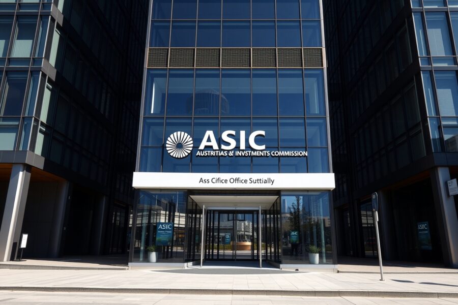Exterior of the Australian Securities and Investments Commission (ASIC) office building in Sydney.