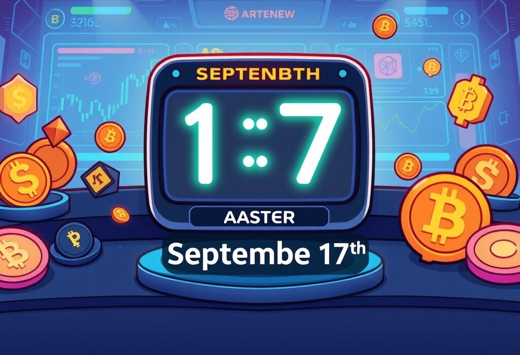 A digital countdown to the Astar TGE on September 17th, symbolizing the launch of the ASTER token.