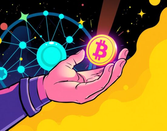 A cartoon illustration showing a successful Astar token claim with digital assets being secured in a decentralized network.