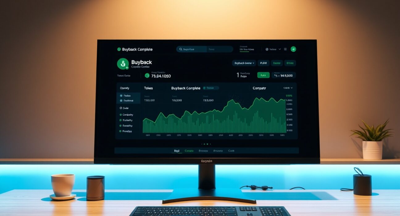 Aster cryptocurrency dashboard showing completed buyback and token burn notification