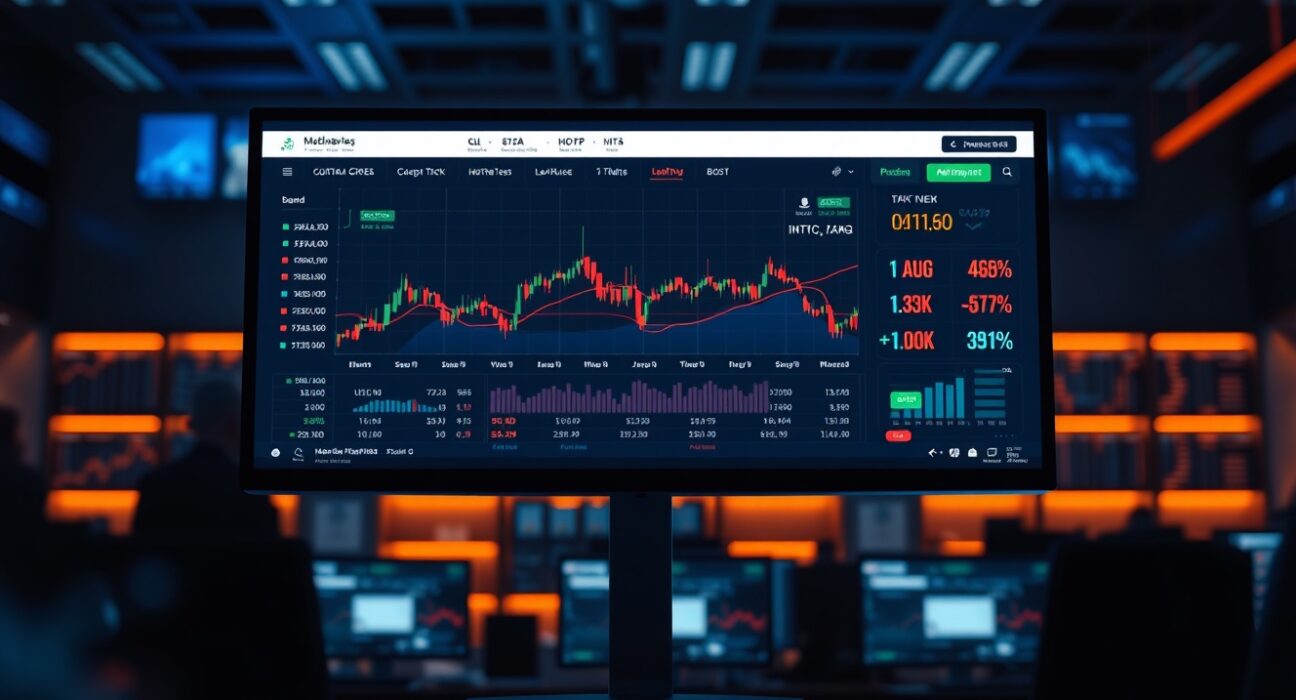 A trading monitor displaying real-world asset perpetual futures charts for commodities, ETFs, and stocks on the Aster platform.