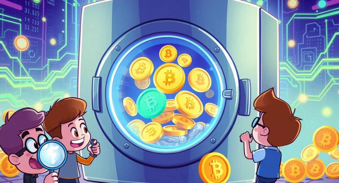 Transparent Aster tokenomics showing digital tokens in public vault for blockchain transparency