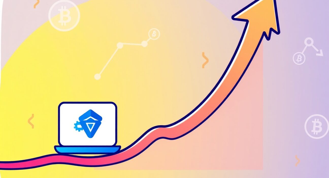 A cartoon illustration depicting ASTER trading volume dramatically rising, symbolizing its surge past competitors in the crypto market.