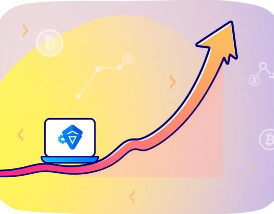 A cartoon illustration depicting ASTER trading volume dramatically rising, symbolizing its surge past competitors in the crypto market.