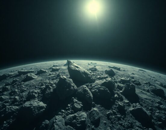 Asteroid surface in deep space, representing the high costs and challenges of asteroid mining.