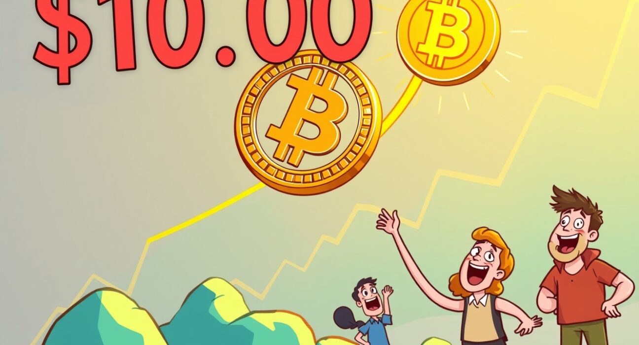 A vibrant cartoon showing the BTC price soaring above $101,000, symbolizing a significant market milestone and investor excitement.