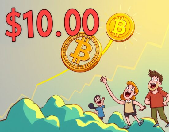 A vibrant cartoon showing the BTC price soaring above $101,000, symbolizing a significant market milestone and investor excitement.