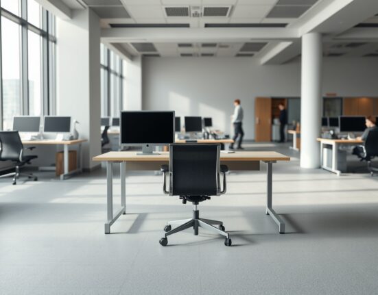 Empty office desk symbolizing Atlassian's 2026 AI-driven workforce restructuring and tech industry layoffs.