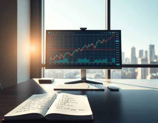 AUD/JPY currency chart analysis on trading desk with oil price and yen weakness context