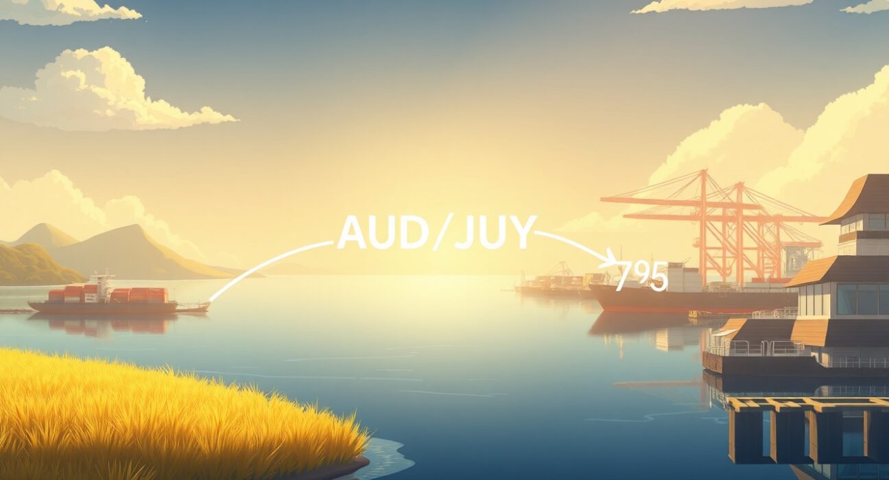 AUD/JPY currency pair drops as Australia's trade surplus with Japan narrows in 2025.