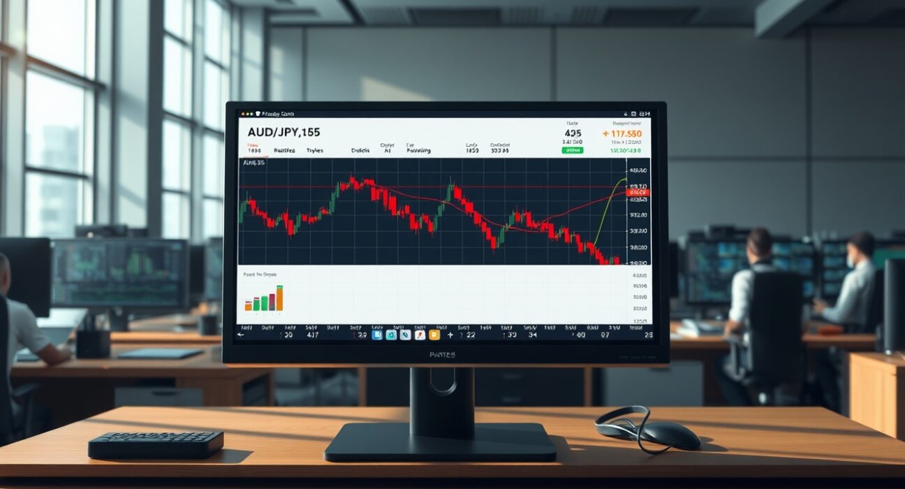 AUD/JPY forex chart analysis showing currency pair holding gains after Bank of Japan decision.