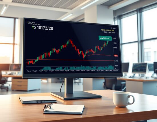 Forex trading chart analysis showing AUD/JPY currency pair stabilizing at 112.50.