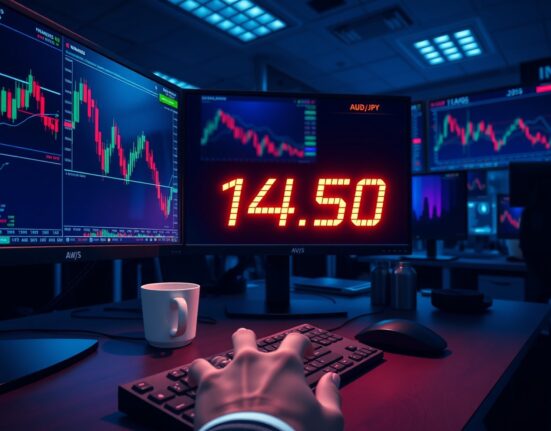 AUD/JPY forex chart showing losses near 114.50 after Australian CPI inflation data release