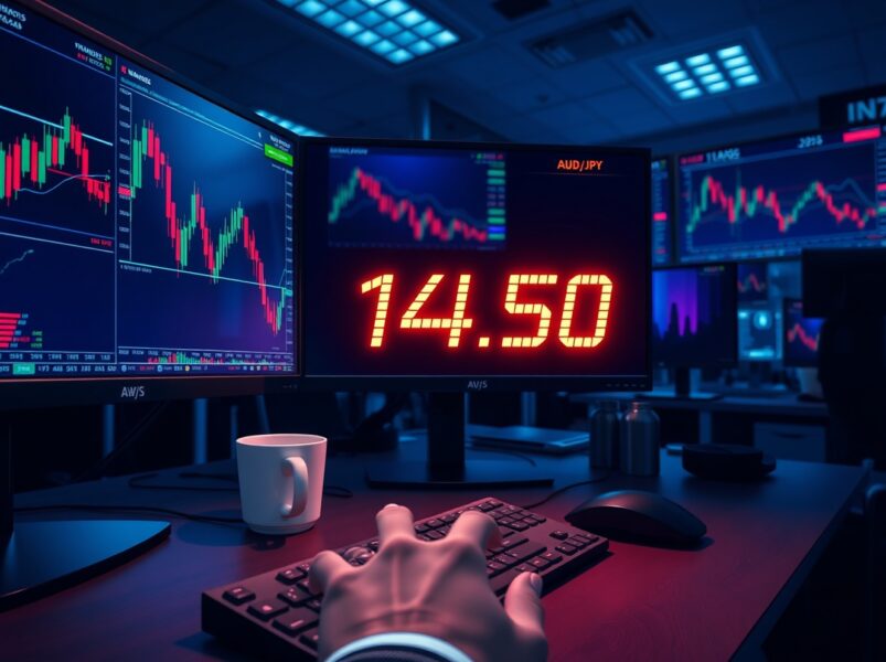 AUD/JPY forex chart showing losses near 114.50 after Australian CPI inflation data release