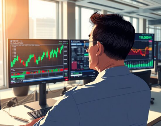 Trader in Tokyo monitors AUD/JPY forex chart below 110.00 amid intervention fears.