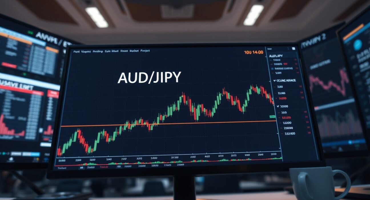 AUD/JPY forex chart showing price near 114.00 with 100-day moving average support