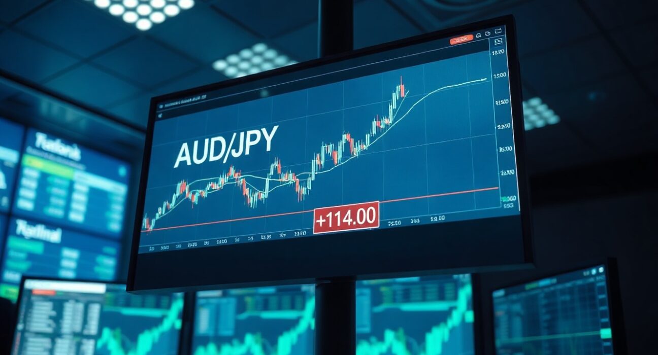 AUD/JPY price chart showing bullish trend above 114.00 on trading terminal