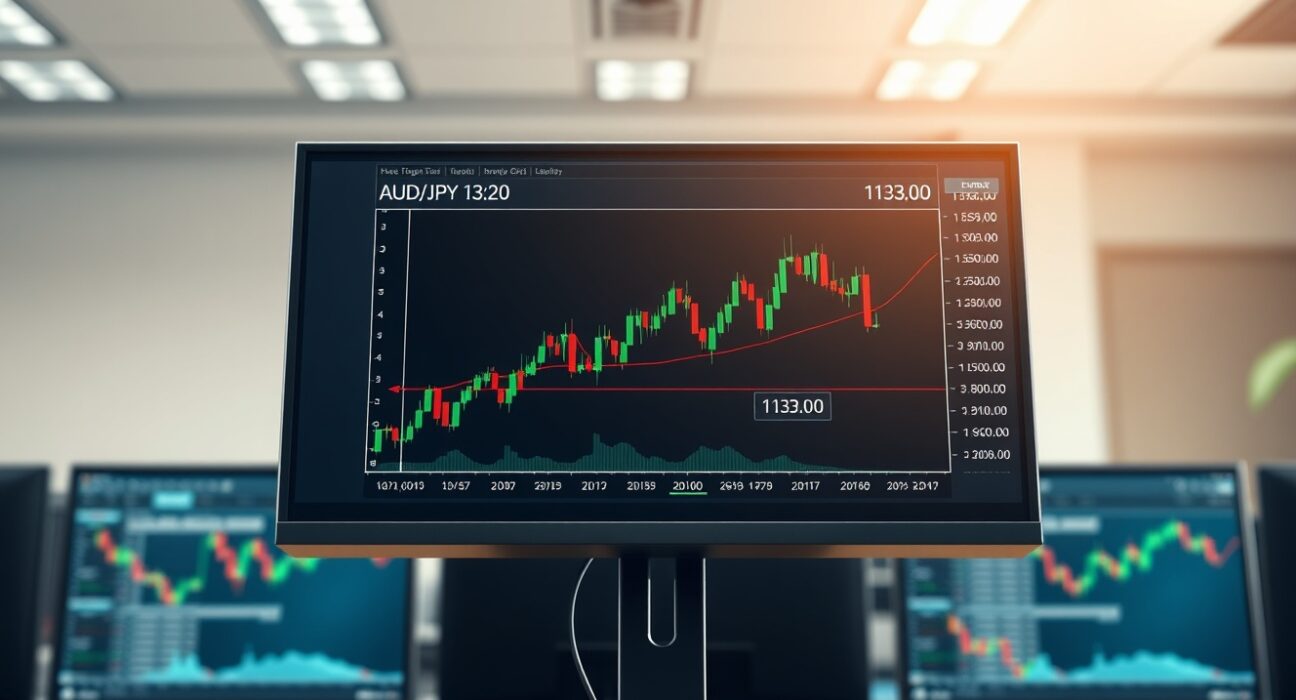 AUD/JPY price forecast chart showing a dip below 113.00 with a broader uptrend line, indicating market analysis.