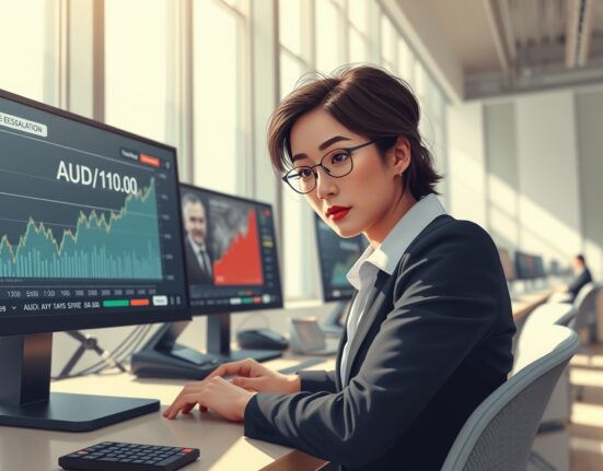 Financial analyst monitoring AUD/JPY surge to 110.00 amid easing Middle East geopolitical tensions.