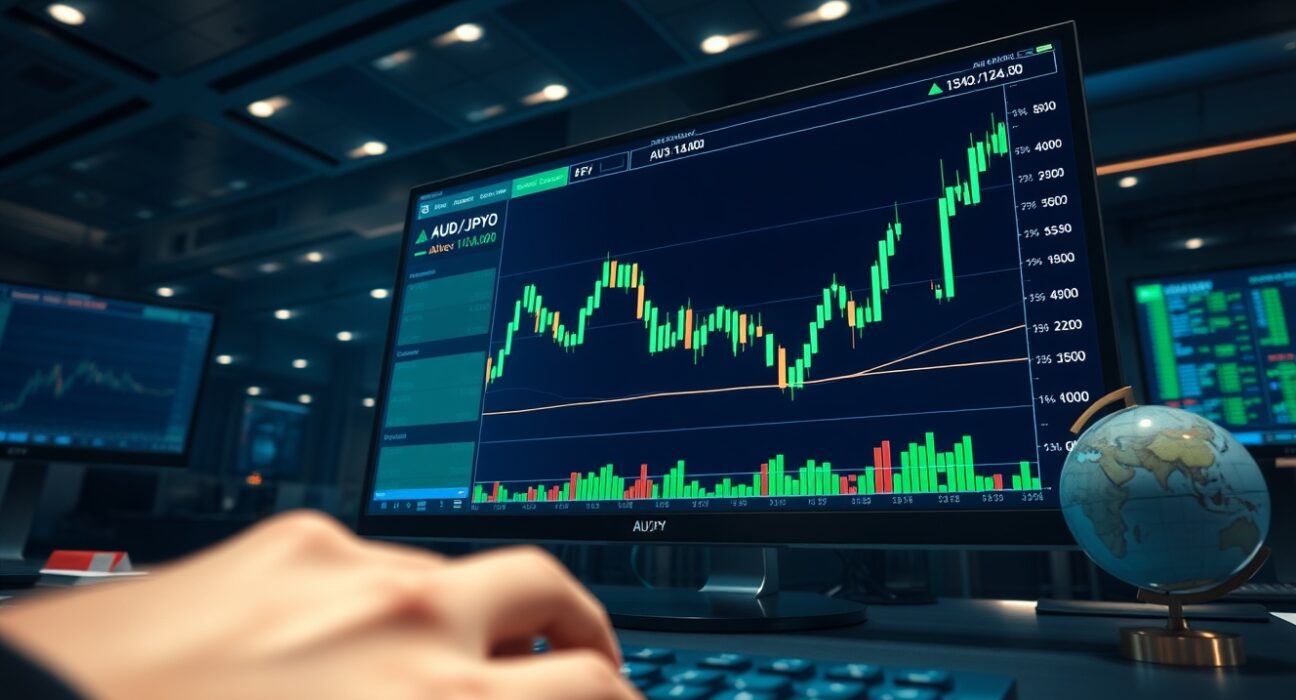 AUD/JPY forex chart showing price surge above 114.00 after Iran truce proposal boosts risk appetite.