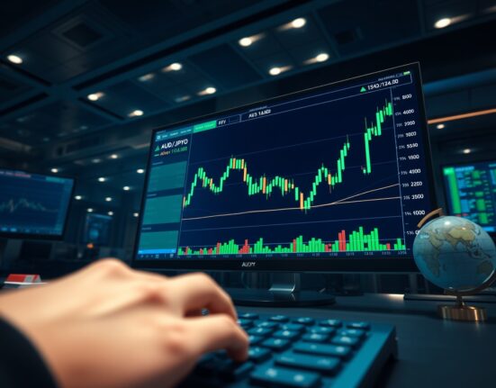 AUD/JPY forex chart showing price surge above 114.00 after Iran truce proposal boosts risk appetite.