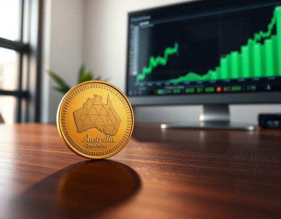 Australian dollar coin representing RBA monetary policy support for the AUD currency.