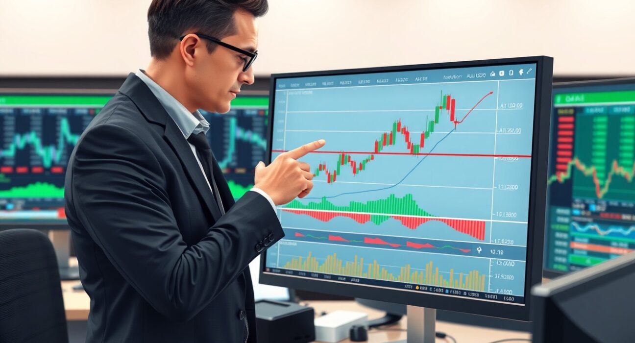 Financial analyst examines AUD/USD bullish breakout chart for Societe Generale forecast.