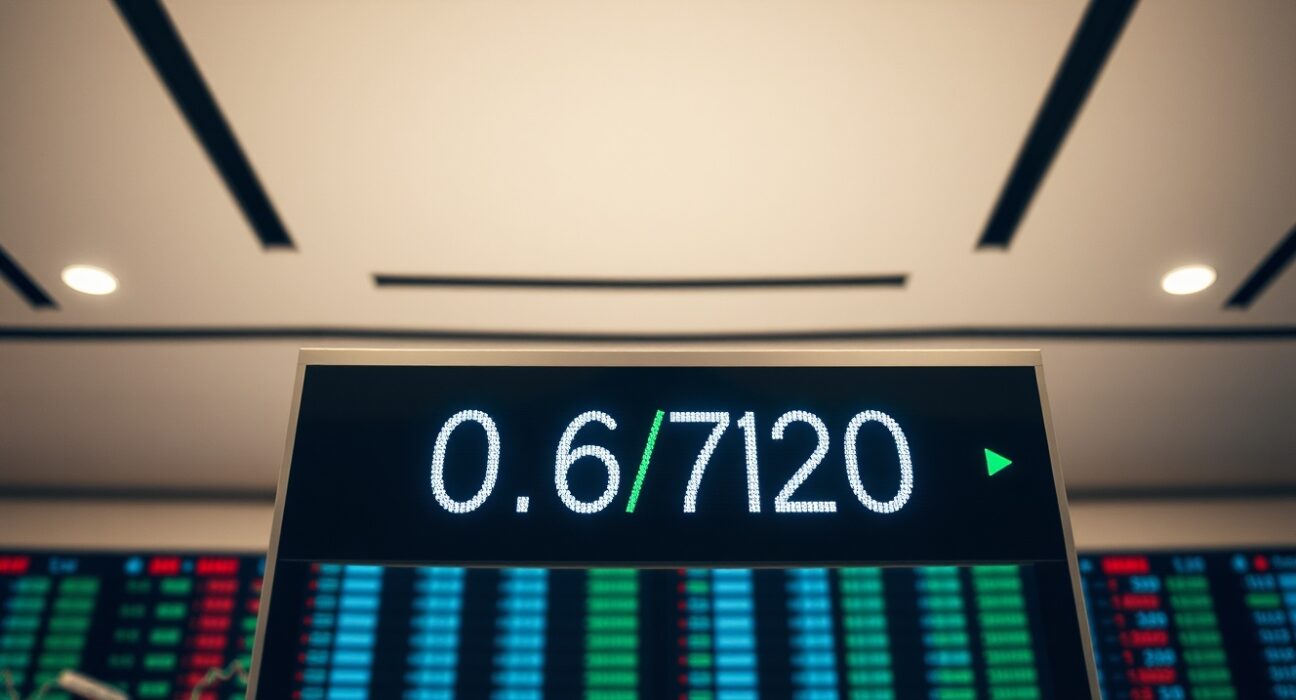 Digital trading screen showing AUD/USD exchange rate with upward movement, reflecting currency market activity.