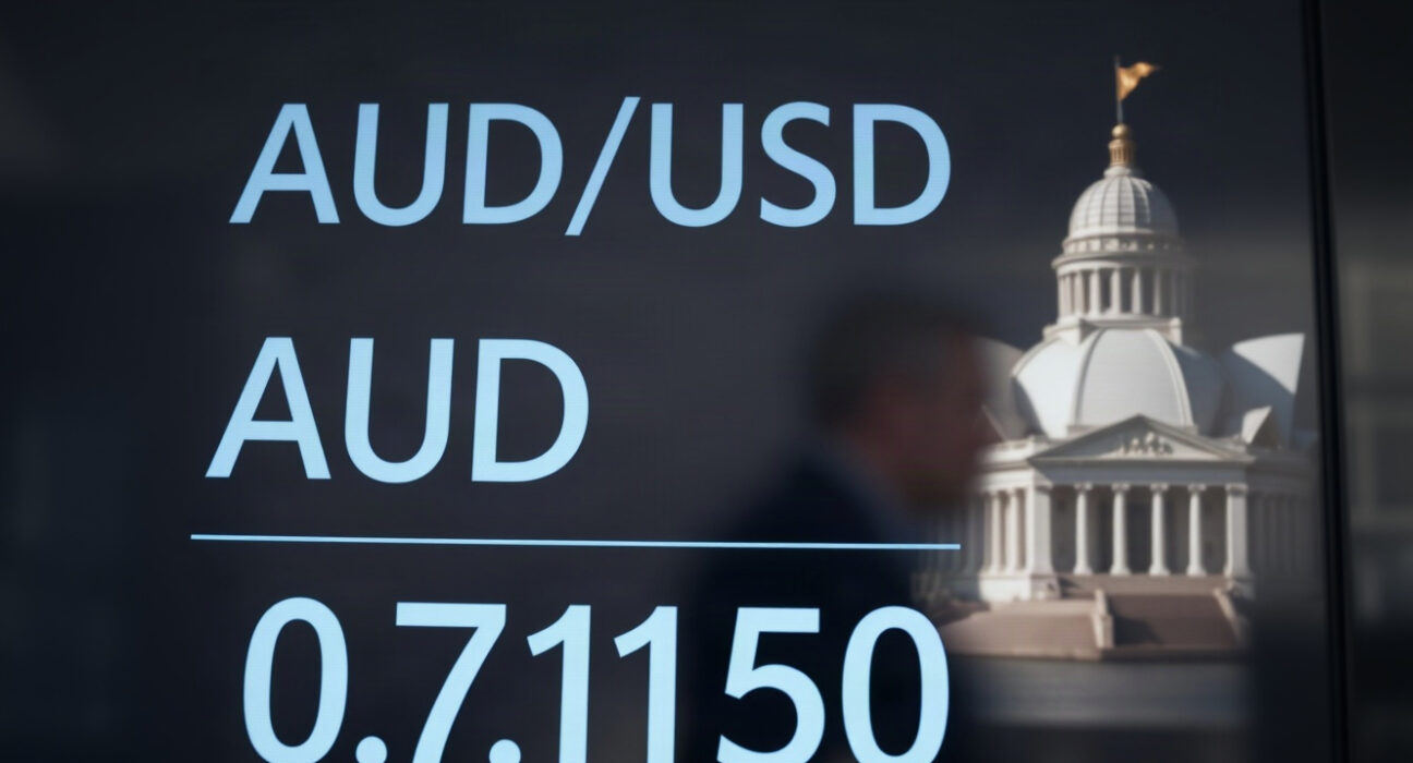 AUD/USD exchange rate chart showing rise above 0.7150