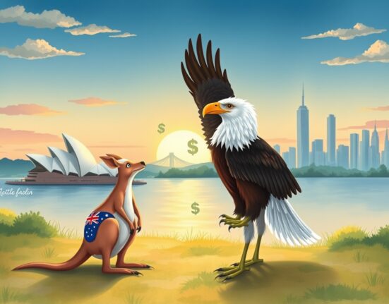 AUD/USD currency pair analysis showing Australian dollar versus US dollar dynamics with RBA policy context