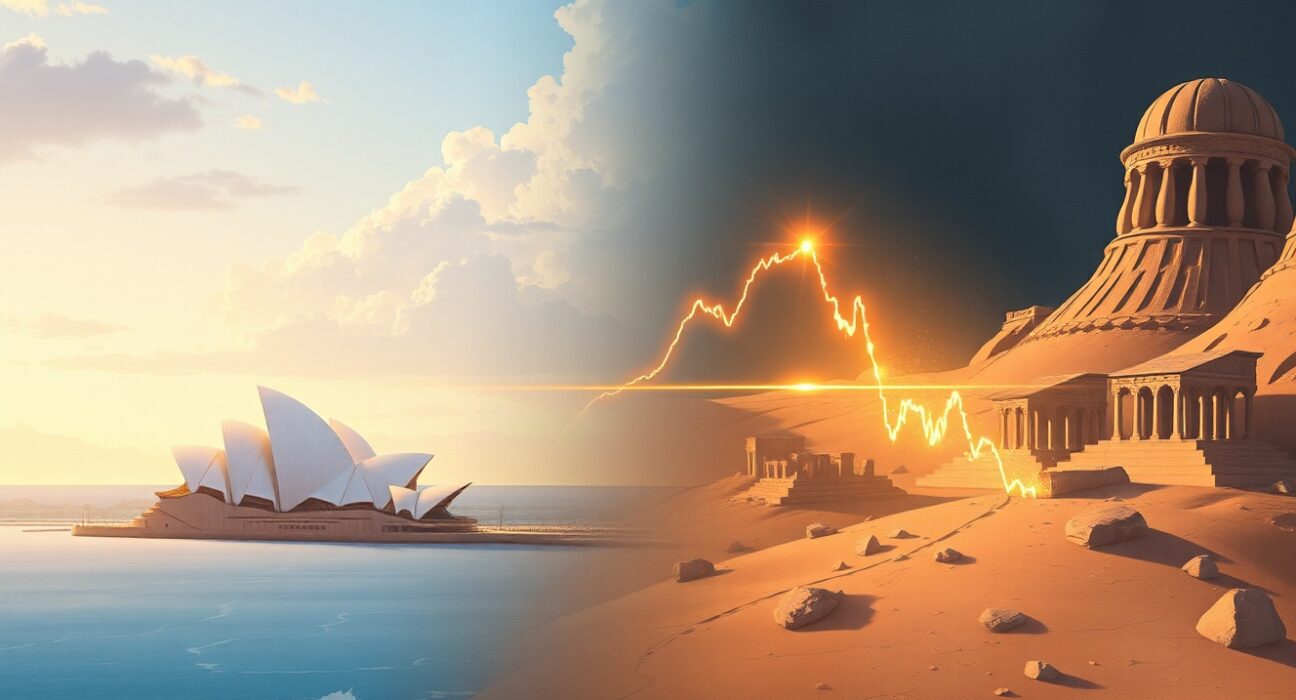 AUD/USD currency pair falling as US Dollar strengthens during Middle East geopolitical tensions