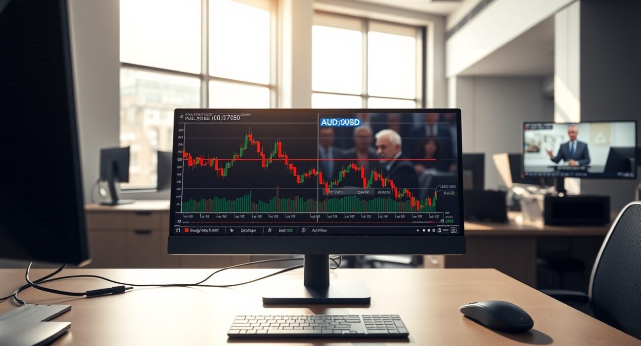 AUD/USD trading analysis showing currency impact from Iran ceasefire news on financial markets