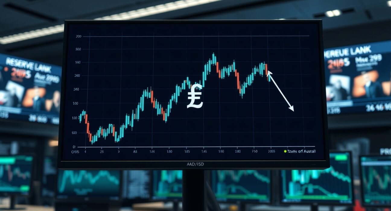 AUD/USD falls on forex chart ahead of RBA decision with Middle East tensions in background