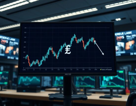 AUD/USD falls on forex chart ahead of RBA decision with Middle East tensions in background