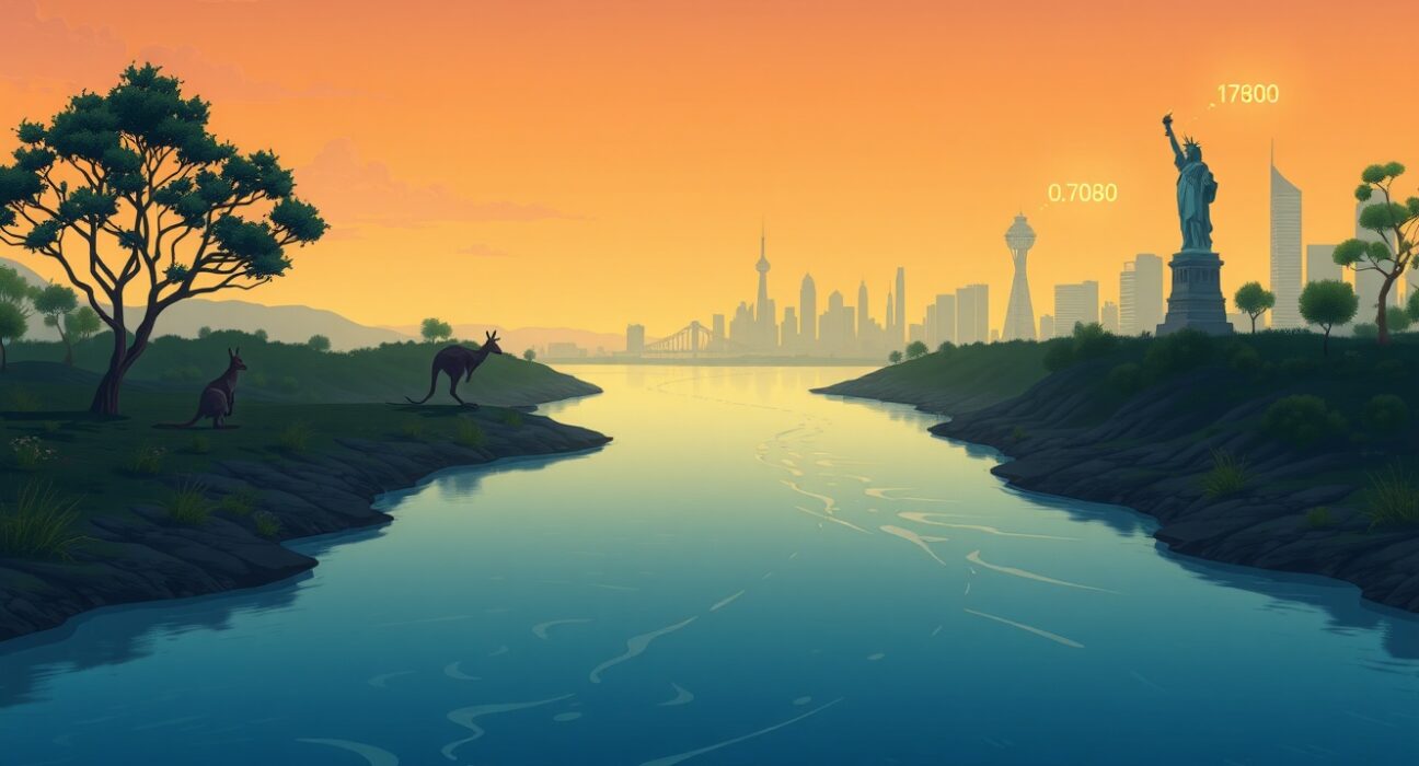 AUD/USD forecast analysis showing Australian dollar strength against weakening US dollar