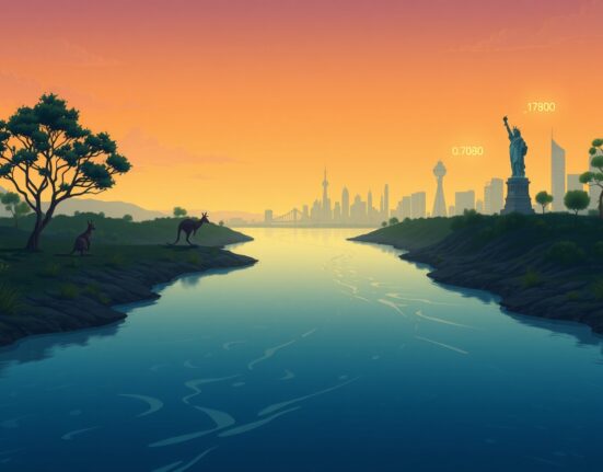 AUD/USD forecast analysis showing Australian dollar strength against weakening US dollar