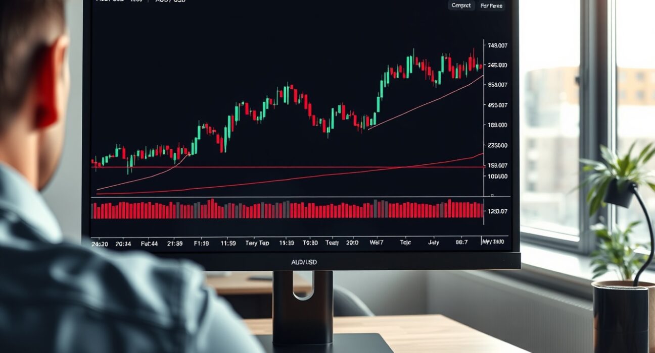 AUD/USD forex chart analysis showing key technical support levels for price forecast.