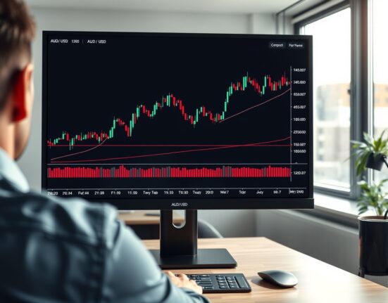 AUD/USD forex chart analysis showing key technical support levels for price forecast.