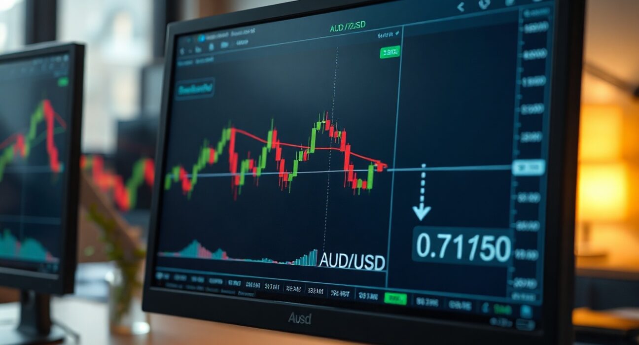 AUD/USD forex chart showing price decline near 0.7170 support level