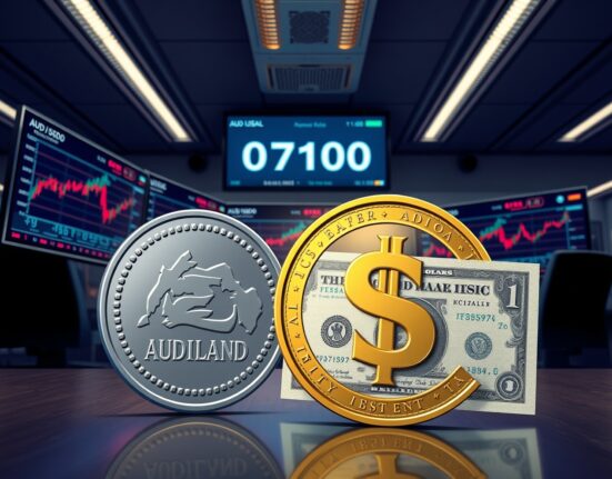 AUD/USD trading analysis showing Australian dollar reaching multi-year high against US dollar in forex markets