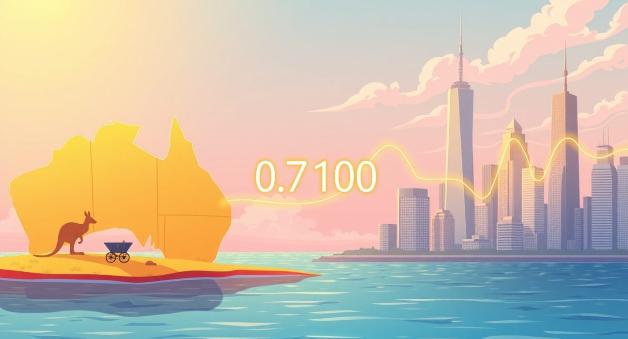 Analysis of AUD/USD currency pair holding above 0.7100 ahead of key US and Australian economic data releases.